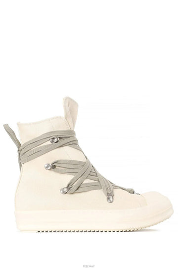 Rick Owens Overdyed Denim Mega Lace Sneakers Milk Milk 157438057 [P]