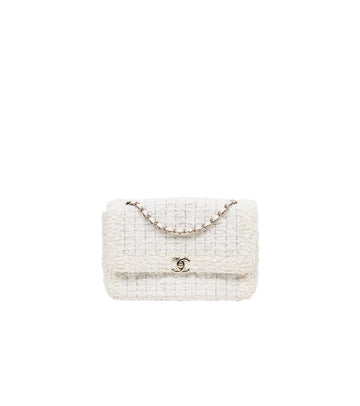 CHANEL Weiße Tweed CC Klappen Schultertasche 64317 158396767 [P]