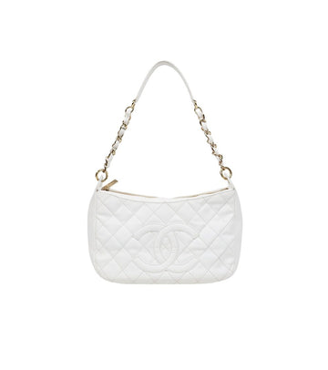 CHANEL Weißes Kaviar Big CC Hobo-Tasche 64324 158396768 [P]