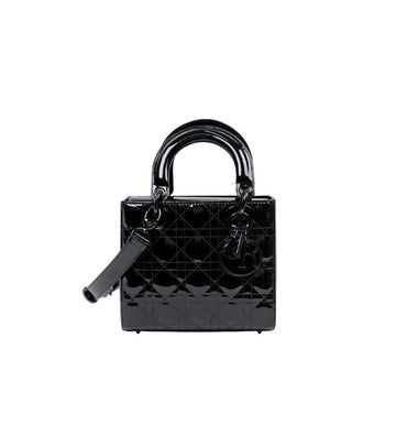 DIOR ブラックパテントスモールレディバッグ 64125 158396773 [P]