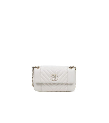 CHANEL Weiße Chevron-Ketten-Schultertasche 64356 158396781 [P]