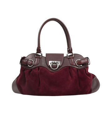 SALVATORE FERRAGAMO Lila Wildleder Gancini Schultertasche 59603 158396789 [P]