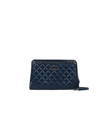 CHANEL Navy Leder Matelassé Ketten Schultertasche 65226 158396790 [P]