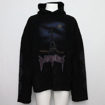 Balenciaga Black Moon Crinkle Hooded Large Fit Hooded Men's T-Shirt 744435 158398582 [P]
