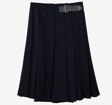 Prada Gabardine Pleated Midi Skirt Navy FTD0WOPQ 158401191 [P]