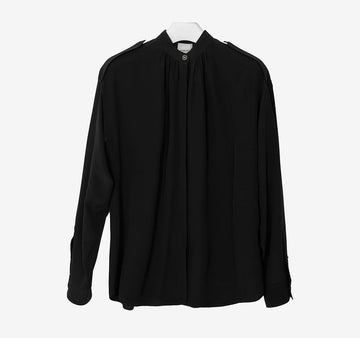 BURBERRY スタンドカラーシルクシャツブラック8043343 158404783 [P]