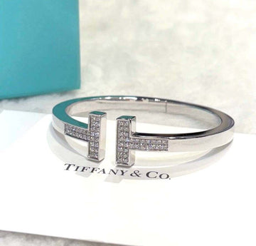 TIFFANY & CO WG パヴェ ダイヤ T スクエア ブレスレット 37362824 148576662 [P]