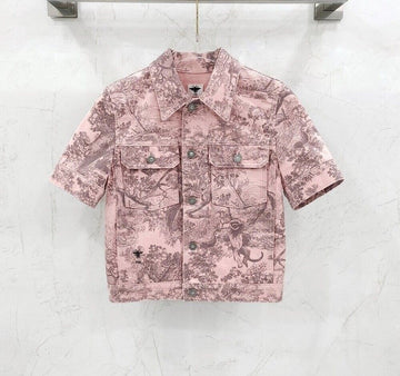 DIOR リビエラ ショートスリーブ トワルドジュイ ピンク デニムジャケット 151000983 [P]