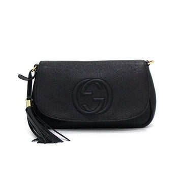 GUCCI Schwarze Leder Soho Goldmetall Kette Frau Crossover Tasche 336752 158406679 [P]