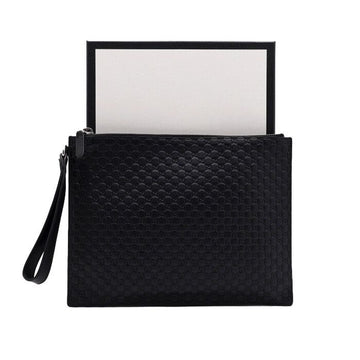 GUCCI ブラックマイクロシマ男女共用ストラップポーチクラッチバッグ 544477 158406708 [P]