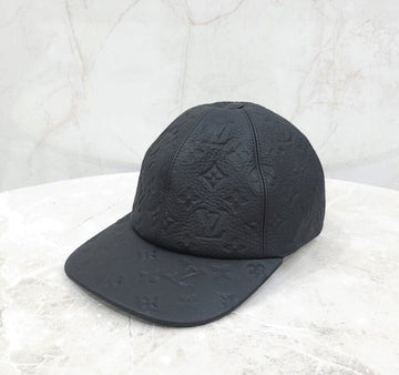 LOUIS VUITTON Schwarze Monogramm Leder Shadow Baseballmütze 58 MP2605 140784132 [P]