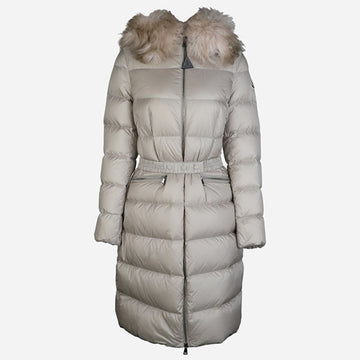 Moncler Women’s Faux Fur Hood Long Padded Jacket Beige 158411005 [P]