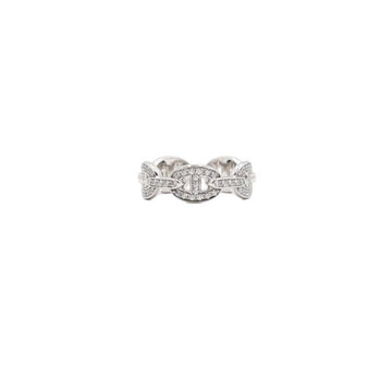 HERMES 18Kホワイトゴールド パヴェダイヤ 064CT Chaine d'ancre Enchainee シャンダル エンチェイニ スモールリング 14号 aa65868 158412326 [P]