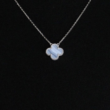 VAN CLEEF & ARPELS Vintage Alhambra Pendant Necklace 18K Weißgold Chalcedon VCARD34900 158412458 [P]