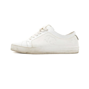 CHANEL White Leather Rubber CC Logo Women's Sneakers G32179 158412636 [P]