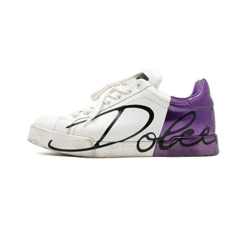 Dolce & Gabbana White Metallic Purple Portofino Logo Mania Women Sneakers aa65844 158412675 [P]