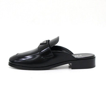 Prada Brushed Black Mule Slippers with Triangular Logo 1D918M 158412712 [P]
