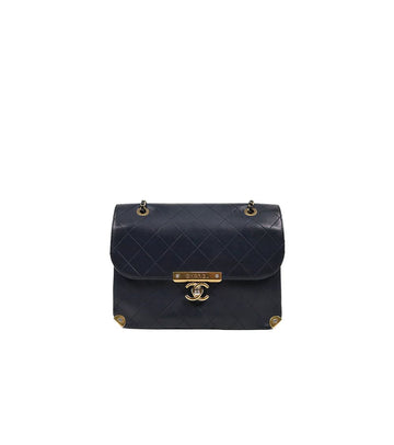 CHANEL Navy Quilted Flap Shoulder Bag 64005 158415205 [P]