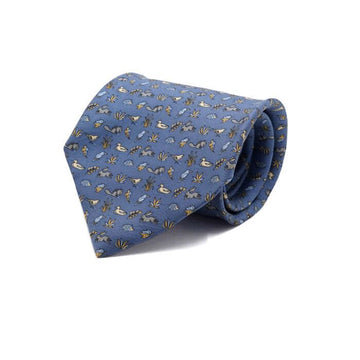 Salvatore Ferragamo Blue Animal Pattern 100% Silk Tie aa65938 158416872 [P]