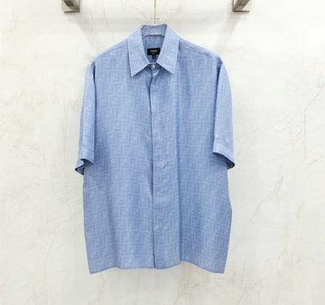 FENDI ff FF Muster hellblau Seidenhemd FS0795 135402195 [P]