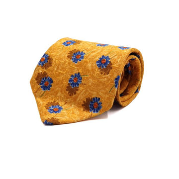 ZEGNA Gelbe Farbe Marinebraun Blumen 100% Seidenkrawatte aa65943 158417047 [P]