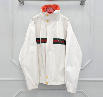 Gucci GG Logo Patch Web Reversible Hooded Jacket 46320674 [P]