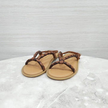 MIU MIU Geflochtene Leder-Riemen Sandalen Cognac 5X409E 158417420 [P]
