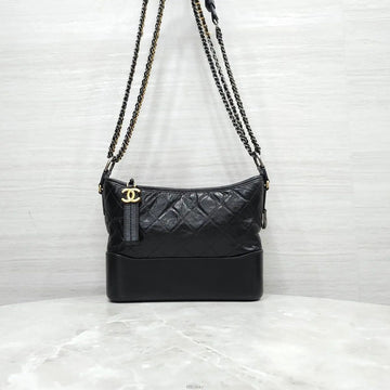 CHANEL Gabrielle Hobo Bag Small Black with Gold Hardware 158420068 [P]