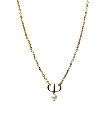 Dior Pearl Drop Petite CD Gold Necklace 63394 158423848 [P]