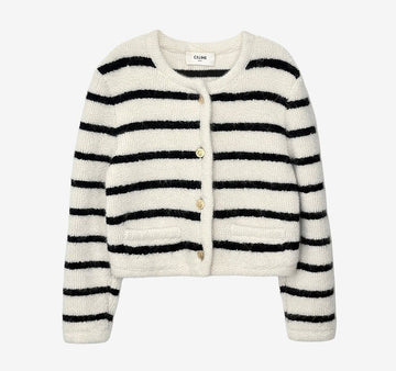 CELINE Gestreifter Woll-Crop-Cardigan DAJT32S6 158431180 [P]