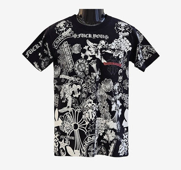 CHROME HEARTS Multi-Logo Kurzarm Schwarz PSOJ2OJO 158431261 [P]