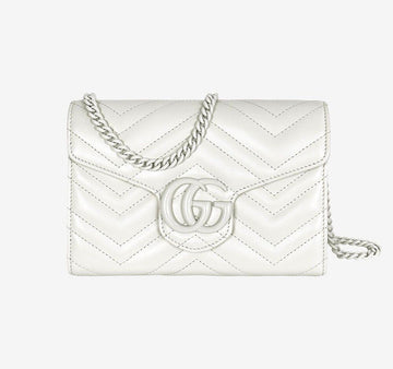 Gucci GG Marmont Matelassé Mini Shoulder Bag White KEMCFIC3 158431626 [P]
