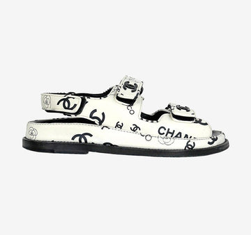 CHANEL Camellia Velcro Sandals White G35927 158435986 [P]