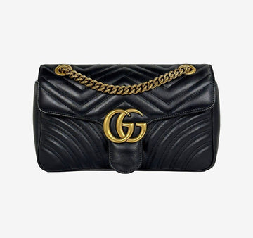 GUCCI GG Marmont Matelassé Schultertasche Small Schwarz 443497 158436732 [P]