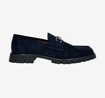 GUCCI Unbenutzte 801058 Seiden-Horsebit-Suede-Loafers Silber MM161LDZ 158436782 [P]