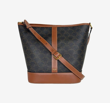Celine Triomphe Canvas Calfskin Bucket Bag Medium 9ISQUUNB 158436795 [P]