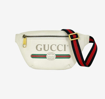 Gucci Vintage Logo Print Leather Belt Bag Small White 527792 158437126 [P]