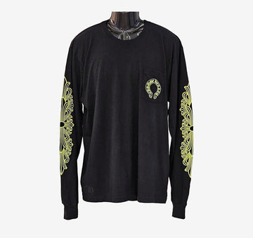 CHROME HEARTS Unused Horseshoe Logo Pocket Long Sleeve T-Shirt Black Neon EJAA7UAQ 158459933 [P]