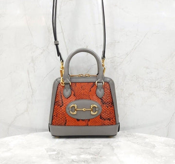 Gucci Python Horsebit 1955 Mini Top Handle Shoulder Bag 640716 154162224 [P]