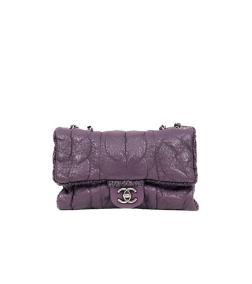 CHANEL Purple CC Wool Knit Flap Chain Shoulder Bag 62646 158492710 [P]