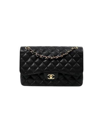 CHANEL ラージ ブラック キャビアスキン クラシック ショルダーバッグ 65441 158492718 [P]