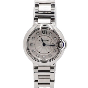 CARTIER 11P Diamanten Index Ballon Bleu 28mm Stahl Quarz Damenuhr aa65491 158493155 [P]
