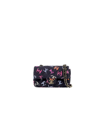 CHANEL Navy Fabric Quilted Flap Chain Shoulder Bag 65647 158515898 [P]