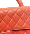 CHANEL Orange Lambskin Quilted Top Handle Tote Bag 64403 158516564 [P]