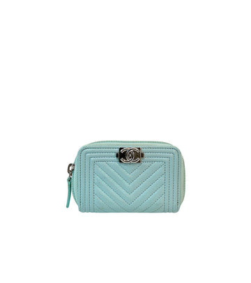 CHANEL Blau Boy Reißverschluss Kreditkartenetui 63357 158516608 [P]