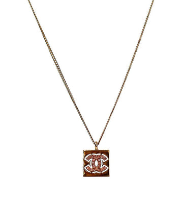 CHANEL Pink Cubic Square CC Gold Necklace 63905 158516620 [P]