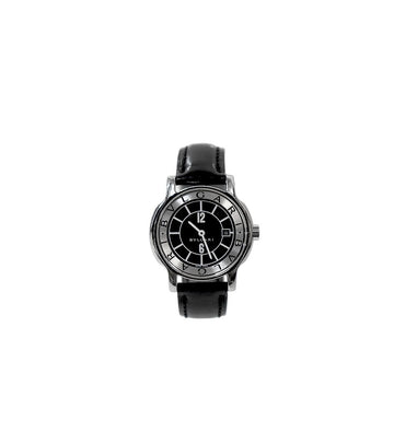 BULGARI 29mm Schwarzes Leder Solo Tempo Quarz Uhr 59411 158516622 [P]