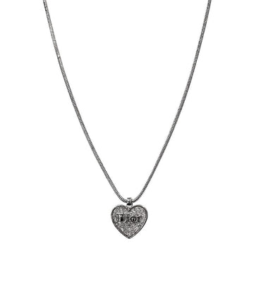 Dior Cubic Heart Silver Necklace 61584 158520205 [P]