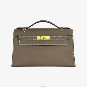 Hermes Pochette Kelly Swift Etoupe Gold Hardware W Stamp VQLRITPD 158436879 [P]