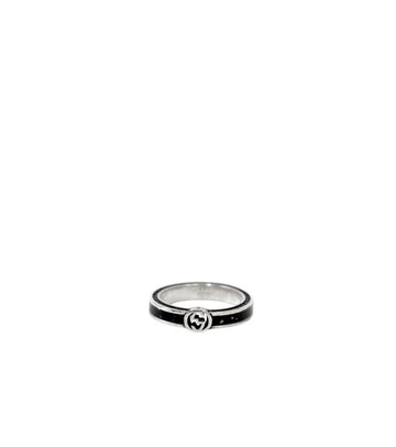 Gucci Black Interlocking G Silver Ring 63051 158530262 [P]